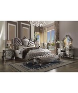 Versailles California King Bed, Velvet &amp; Antique Platinum Finish - $3,708.42 CAD