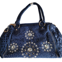 Rhinestone Blue Handbag Handbag Fashion Purse Bag Bling Detachable Strap... - £23.66 GBP