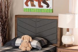 Gisa Dark Gray Fabric Upholstered and Walnut Brown Twin Size Headboard - $1,877.10 MXN