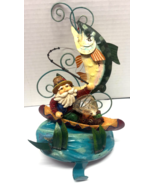 Santa In Canoe Landing the Big Fish! Fishing Stocking Holder - $13.57 CAD