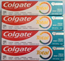 Lot Of 4 Colgate Total Fresh Mint Stripe Gel Toothpaste 5.1 Oz Aug 2025 - £17.55 GBP