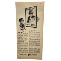 General Electric WWII Vintage Print Ad 40s Uncle Sam Needs You GE - £11.89 GBP