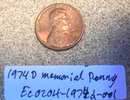 1974 D Lincoln Memorial Penny Filled/Grease Mint Mark Error; Rare Old Coin Money - £3.10 GBP