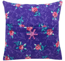 Tooth Fairy Pillow, Purple, Rosebud Print Fabric, Pink Flower Bead Trim ... - $4.95