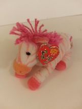 TY Beanie Baby 2.0 Bubble Gum The White and Pink Zebra 2008 7&quot; Long Near... - £11.98 GBP