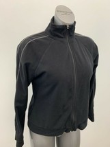 Roots Fleece Jacket Women&#39;s Large Black Long Sleeve Mock Full Zip Up - $7.92