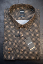 Hugo Boss Men&#39;s Hank Kent Slim Fit Stretch Cotton Plaids Dress Shirt 41 16 - £56.95 GBP