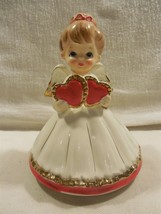 Vintage Lefton Japan Ceramic Valentine Angel Girl Music Box 3837 - Works - £17.39 GBP