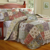 King size 100% Cotton Floral Quilt Set with 2 Shams and 2 Pillows - £244.73 GBP