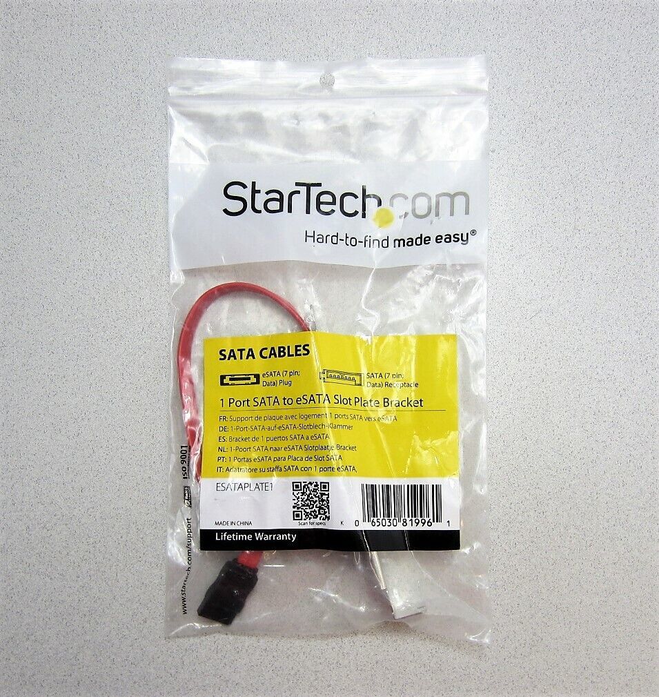StarTech ESATAPLATE1 1 Port SATA to eSATA Slot Plate Bracket New - $8.69