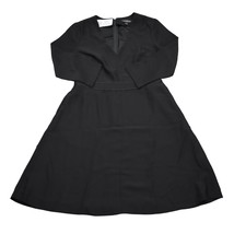 Banana Republic Dress Womens 0 Black V Neck Long Sleeve Pocket Back Zip A Line - £23.47 GBP