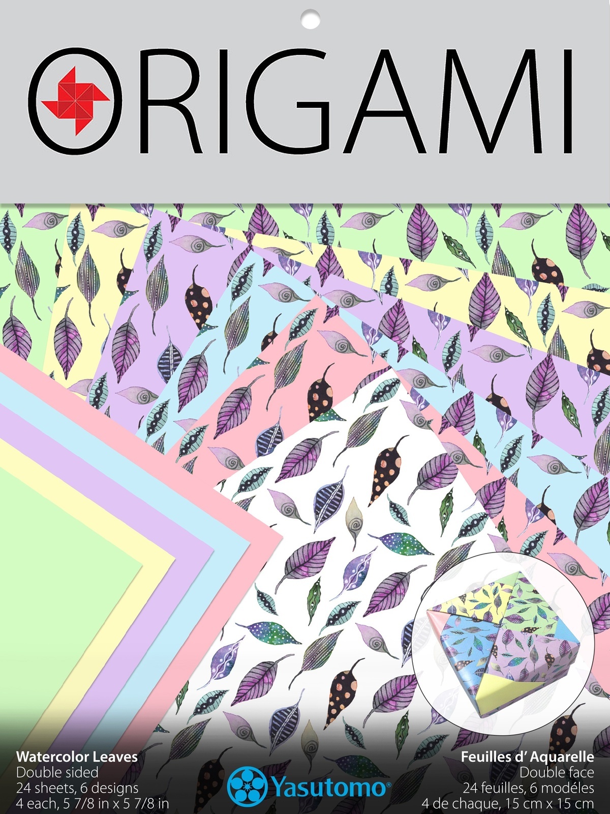 Origami Patterned Paper Double-Sided 24/Pkg-Watercolor Leaves - $10.10