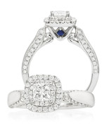 Vera wang Princess Simulated Diamond Blue Sapphire Silver Women Engagement Ring - £45.34 GBP