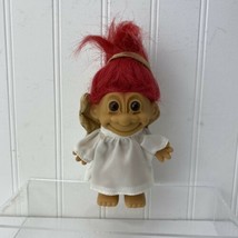 RUSS Christmas Angel Troll with Red Hair, White Gown and Gold Wings &amp; Halo - £8.76 GBP