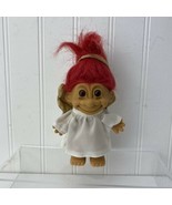 RUSS Christmas Angel Troll with Red Hair, White Gown and Gold Wings &amp; Halo - £8.68 GBP