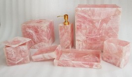 Rose Quartz Stone Top Bathroom Set, Luxury Bath Interior Items, Set Of 7 Pcs Dec - £1,067.10 GBP
