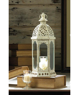 GRACEFUL DISTRESSED Small White Candle Lantern Shabby Chic Vintage Style - $40.29