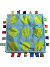 Taggies Blue Green Circle Polka Dot Lovey Baby Security Blanket 12" Square - $9.89