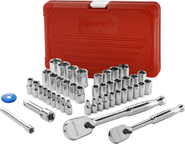 46 Pieces Socket Set with 90 Tooth Reversible Ratchet 1/4-Inch &amp; 3/8-Inch Drive  - £43.34 GBP