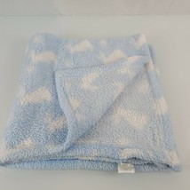 Blankets &amp; Beyond Blue White Plush Fleece Baby Blanket Bunny Rabbit Dandelion - £39.46 GBP