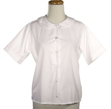 White Short Sleeve Peter Pan Collar Button Up Blouse - Preteen/Teen Size 8 to 16 - £11.83 GBP
