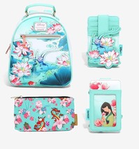 Loungefly Disney Mulan: Cri-Kee &amp; Mulan Lotus Mini Backpack &amp; Cardholder Set - £29.16 GBP