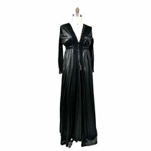 70s VTG 2 Piece Peignoir Black Slinky Nylon/Lace Trimmed  Miss Elaine Sz... - $158.60