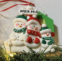 North Pole Snowman Family of 3 Personalized Christmas Ornament NWT - $9.00
