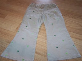 Girl&#39;s Size 4 Gymboree Prep Club Turtle Embroidered Khaki Pants Tan Gree... - $15.00