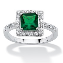 Women Princess Cut May Emerald Birthstone Sterling Silver Ring 5 6 7 8 9 10 - £79.92 GBP