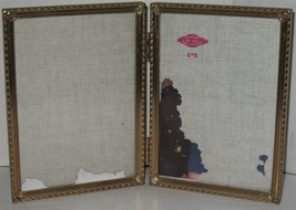 Vintage Brass &amp; Glass Double (Holds 2) Stand-Up 5x7 Photo Picture Frame #2 - £15.03 GBP