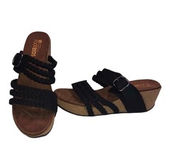 White Mountain Women&#39;s Healing Leather Footbed Sandal Size 9 Black Slip ... - $16.47