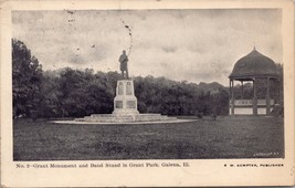 Grant Monument and Band Stand in Grant Park Galena IL Postcard PC373 - £5.49 GBP