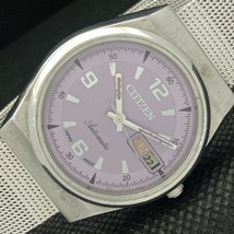 Citizen Automatic 8200 Japan Mens DAY/DATE Purple Watch + 1 Strap a313317-1 - £16.52 GBP