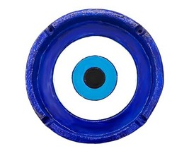 Evil Eye Ash Tray Flat Round Blue Nazar Cigarette Burner Incense Stick H... - $24.74