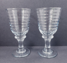 2-Libbey Sirrus Clear Ribbed Water Goblet Drinking Glasses - $27.00