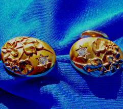 Earth mined Diamond Antique Cushion Deco Cuff links 10k Gold ART Nouveau Natural - £711.75 GBP