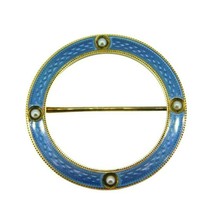 Victorian 14k Yellow Gold and Blue Enamel Circle Pin (#J1652) - £350.57 GBP