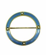 Victorian 14k Yellow Gold and Blue Enamel Circle Pin (#J1652) - £356.11 GBP