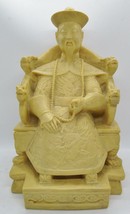 Antique Chinese Carved Stone Seated Qianlong Emperor Sculpture on Dragon... - $495.00