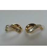 Vintage Swan Logo Gold-tone Swarovski Crystal Post Earrings - £50.84 GBP