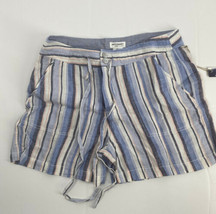 Artisan &amp; NY Women&#39;s Shorts 100% linen shorts blue striped 4 pockets Size 4 - $23.76