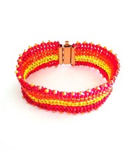 Stunning Czech Glass Bead Multi-Colored Herringbone Bracelet  - £9.72 GBP