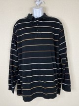 Jos A Bank Travelers Collection Men Size XL Black Striped Knit Polo Shirt - $8.63
