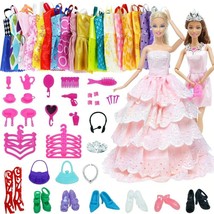 61 Set Clothes And Accessories For Barbie Doll  Princess Dress Outfit Ki... - £8.95 GBP