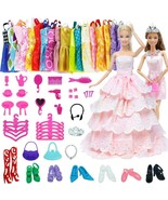61 Set Clothes And Accessories For Barbie Doll  Princess Dress Outfit Ki... - £9.01 GBP
