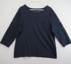 Talbots Shirt Womens Extra Large Lacey Long Sleeve Blue Pocket Tee Stretch - £17.00 GBP