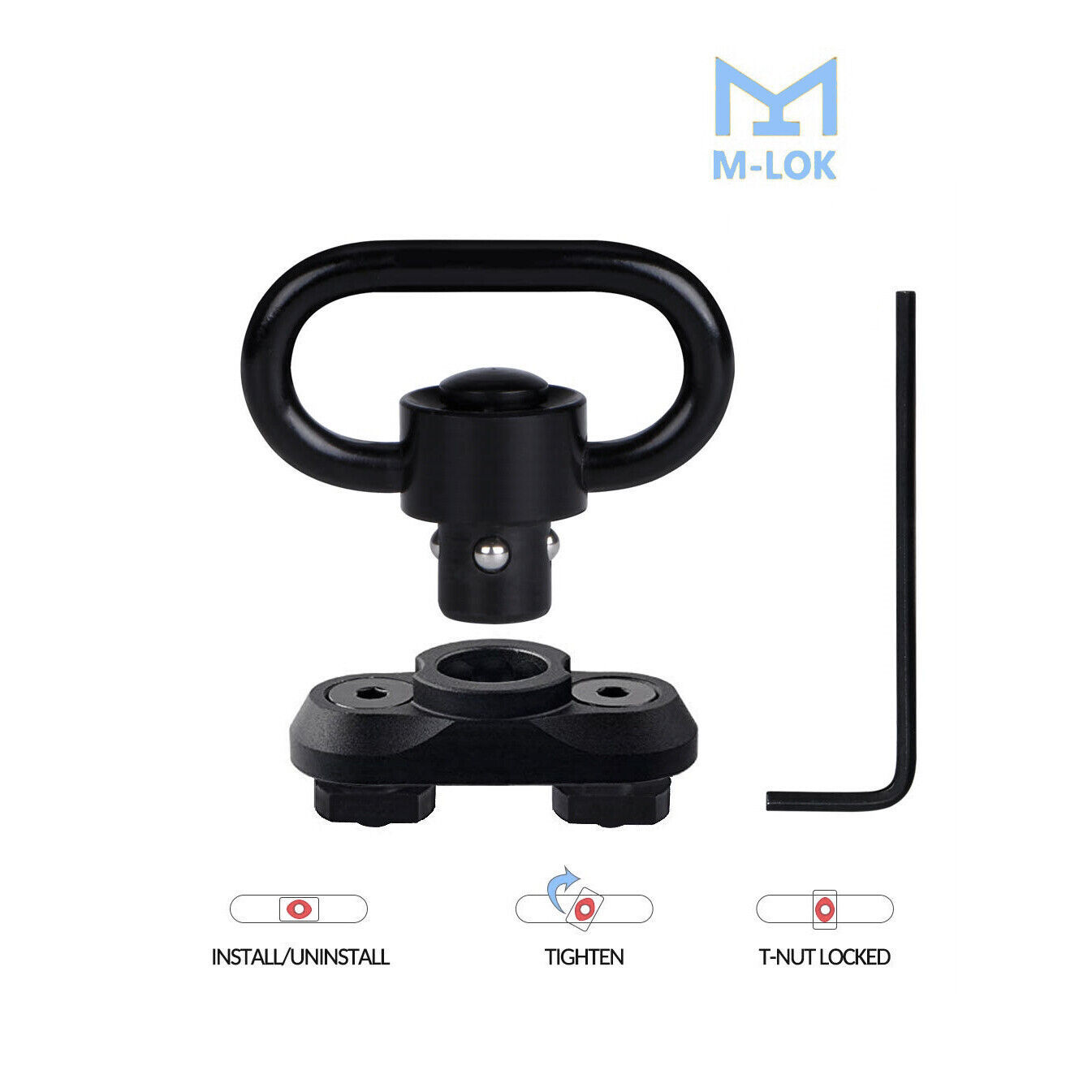 M-LOK Heavy Duty QD Sling Mount Swivel With Quick Detach Push Button Int... - $7.37