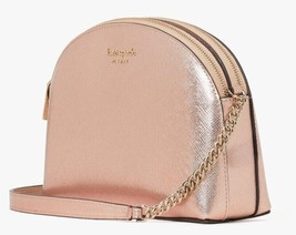 Kate Spade Spencer Metallic Rose Gold Leather Double Zip Dome Crossbody K5386 FS - £87.31 GBP