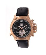 Reign Men's Goliath Watch, 44 mm,Black Dial,Gold Bezel,Black Leather Strap - $544.50